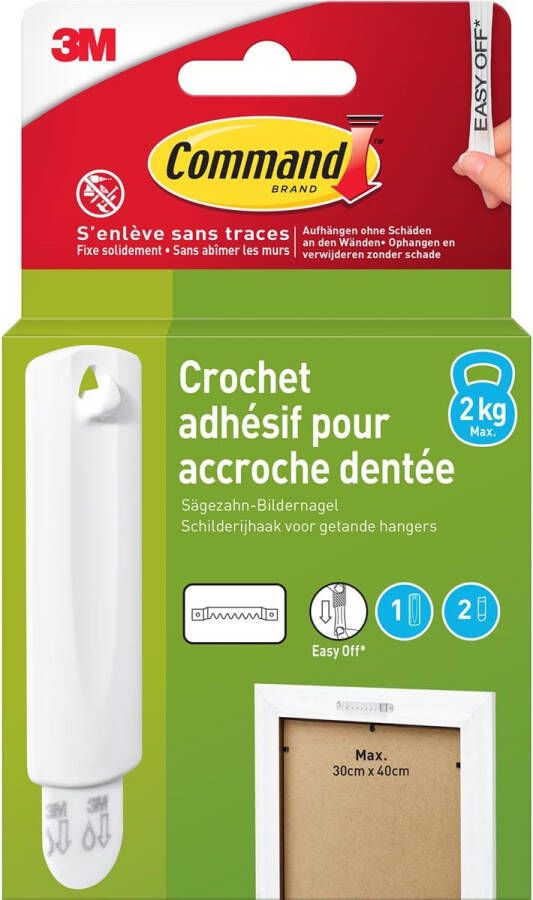 Command fotolijststrip voor haak met zaagtanden draagvermogen 2 kg wit blisterverpakking