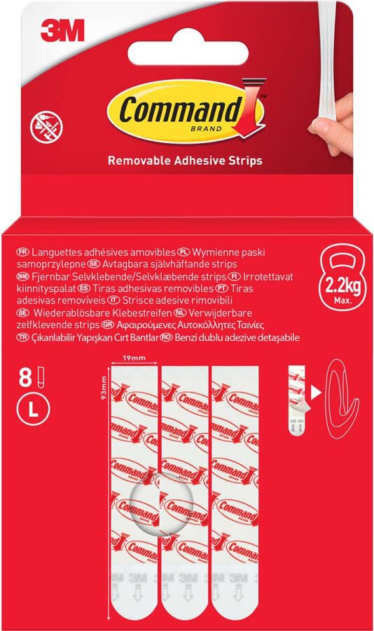 Command kleefstrips large wit blister van 8 stuks