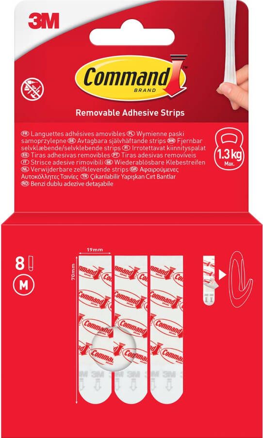 Command kleefstrips medium wit blister van 8 stuks