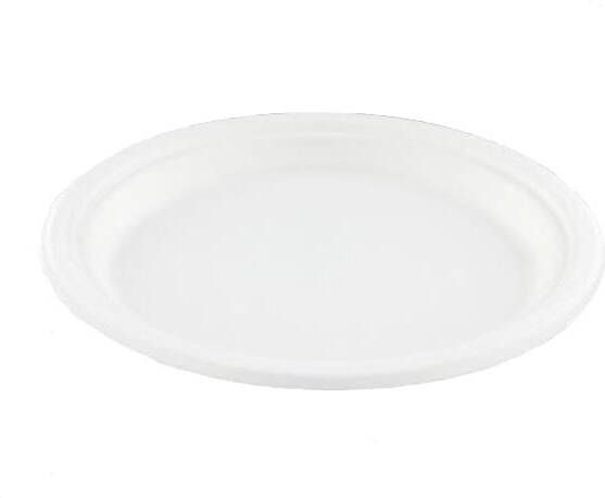 Conpax bord uit suikerriet 23 cm wit pak van 50 stuks