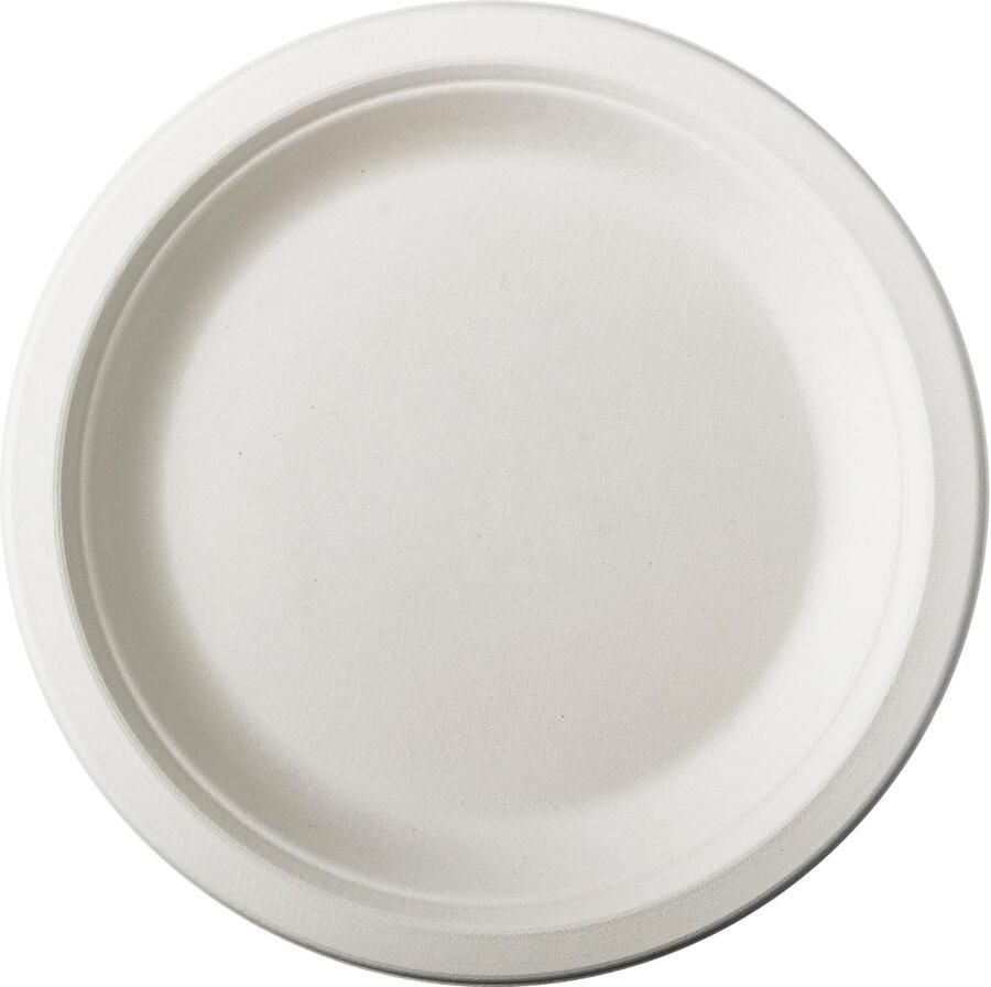 Conpax Bord pure rond wit diameter 18 cm uit suikerriet pak van 50 stuks