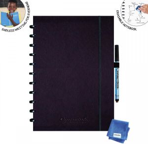 Correctbook A4 Hardcover: uitwisbaar herbruikbaar notitieboek gelijnd Ink Black (zwart)