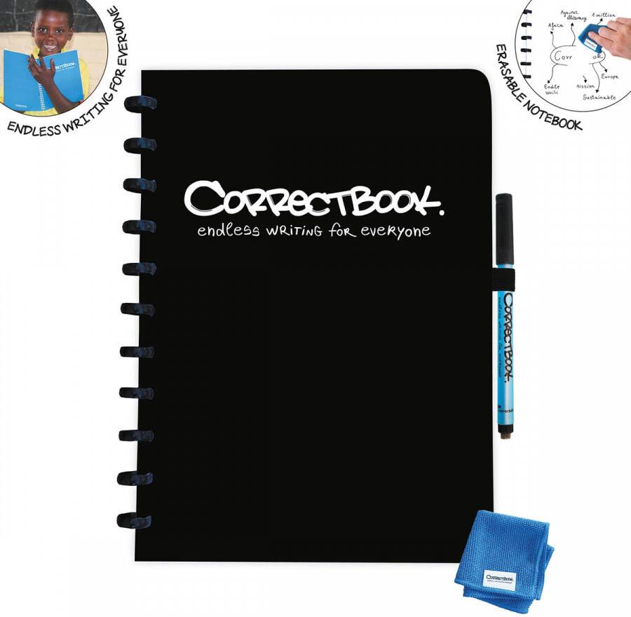Correctbook A4 Original: uitwisbaar herbruikbaar notitieboek blanco Ink Black (zwart)