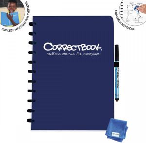 Correctbook A4 Original: uitwisbaar herbruikbaar notitieboek gelijnd Midnight Blue (marineblauw)