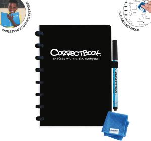 Correctbook A5 Original: uitwisbaar herbruikbaar notitieboek blanco Ink Black (zwart)