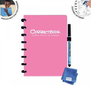 Correctbook A5 Original: uitwisbaar herbruikbaar notitieboek gelijnd Blossom Pink (roze)