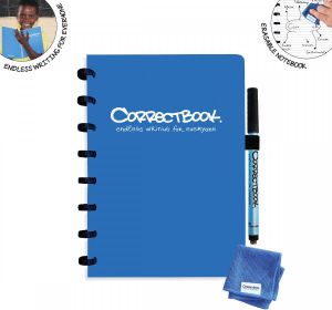 Correctbook A5 Original: uitwisbaar herbruikbaar notitieboek gelijnd Earthy Blue (blauw)