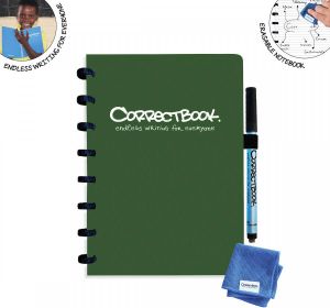 Correctbook A5 Original: uitwisbaar herbruikbaar notitieboek gelijnd Forest Green (bosgroen)