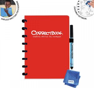 Correctbook A5 Original: uitwisbaar herbruikbaar notitieboek gelijnd Horizon Red (rood)