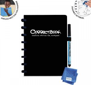 Correctbook A5 Original: uitwisbaar herbruikbaar notitieboek gelijnd Ink Black (zwart)