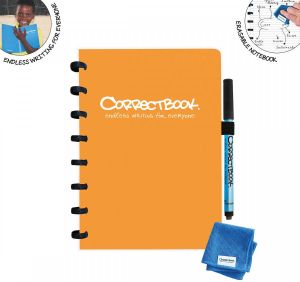 Correctbook A5 Original: uitwisbaar herbruikbaar notitieboek gelijnd Peachy Orange (oranje)