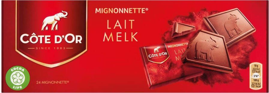 Côte d&apos;Or Mignonnettes chocolade melk 10 g doos van 24 stuks apart verpakt