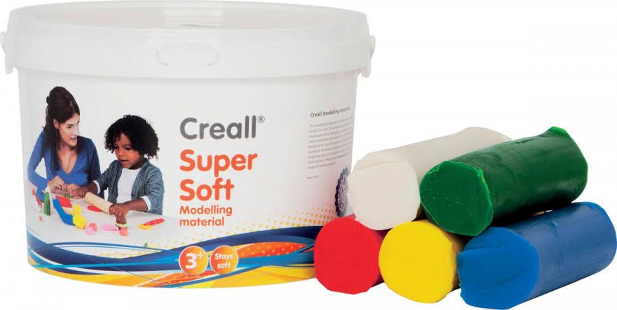 Creall Havo boetseerpasta Supersoft 5 geassorteerde kleuren: rood groen geel wit en blauw