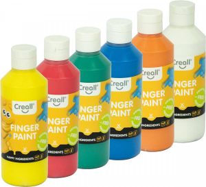 Creall vingerverf Happy set met 6 flesjes van 250 ml in geassorteerde kleuren