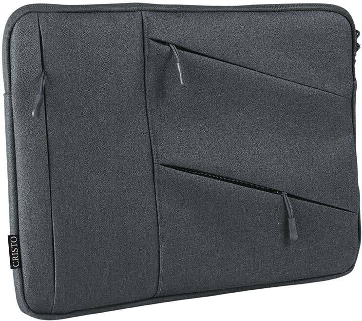 Cristo Portable sleeve voor 17 inch laptops met extra opbergvakken grijs
