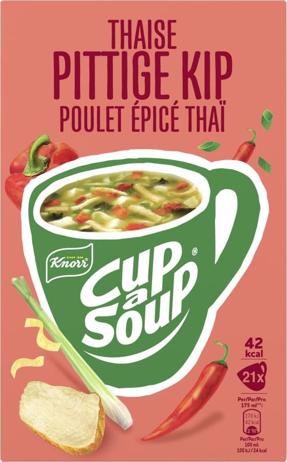 Cup A Soup Knorr Cup-a-Soup pittige kip pak van 21 zakjes