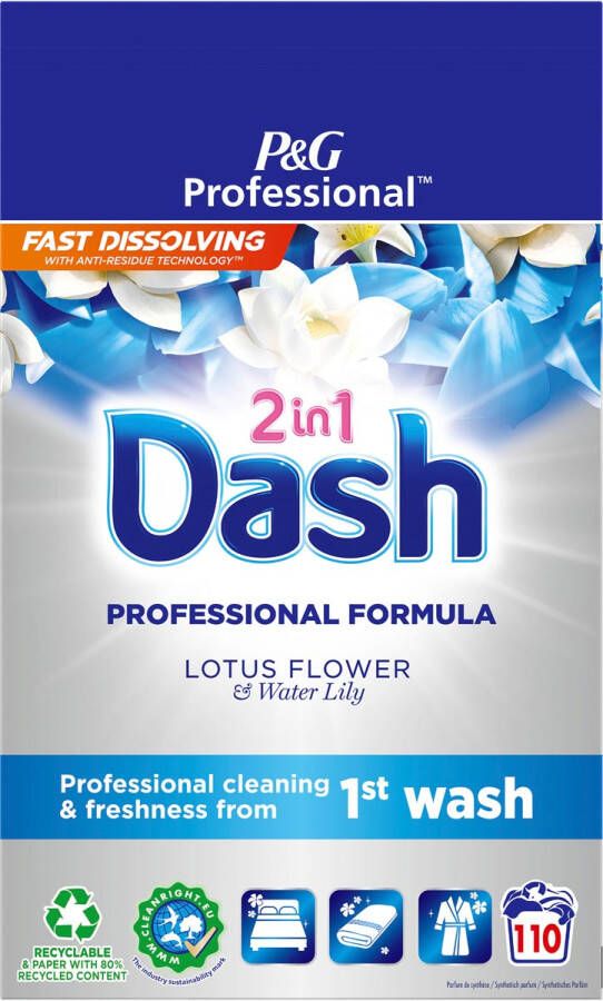 Dash Professional waspoeder 2-in-1 lotus en lelie doos van 6 kg