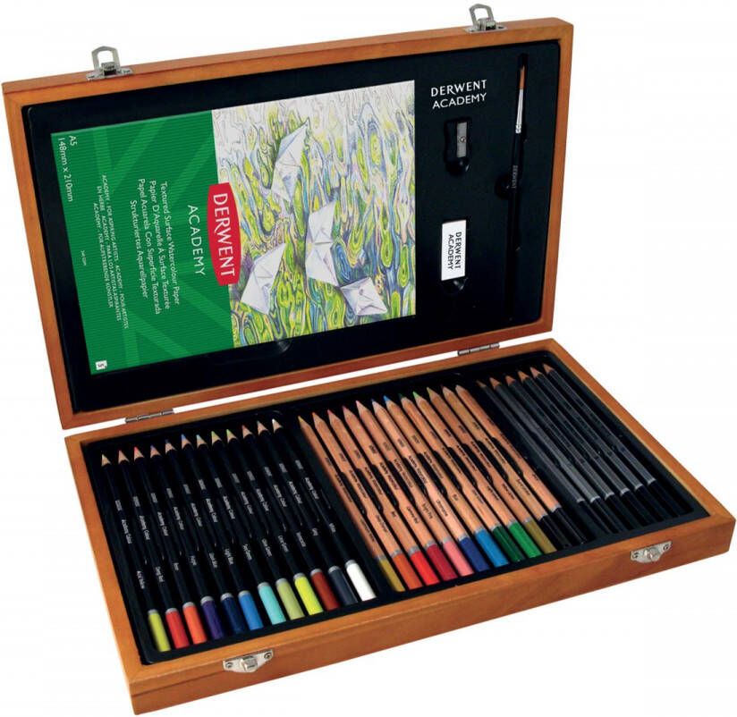 Derwent Academy kleurpotloden set van 30 potloden verpakt in houten box