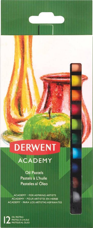 Derwent oliepastels Academy blister van 12 stuks in geassorteerde kleuren