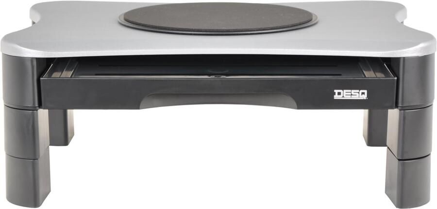 Desq monitorstandaard met draaiplateau en 2 lades zilver zwart - Foto 2
