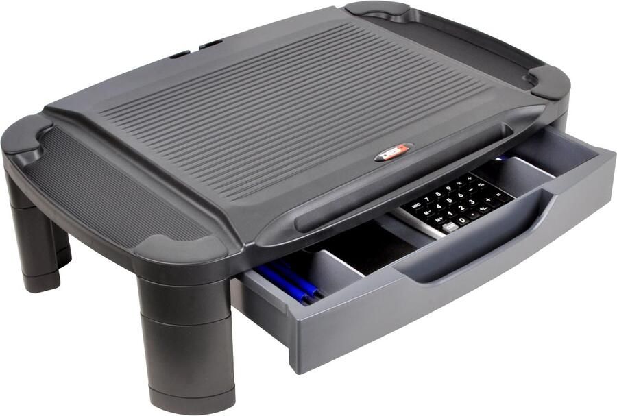 Desq monitorstandaard Xlarge met lade zwart