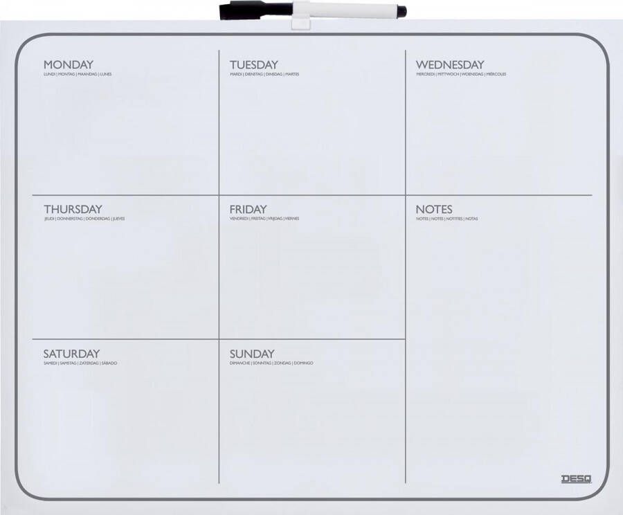 Desq Weekplanner frameloos magnetisch 40x50 cm wit