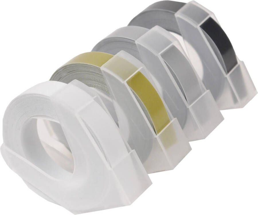 Desq tape voor lettertang 9 mm traditioneel blister van 4 kleuren