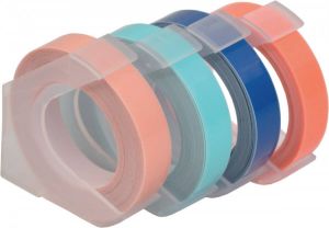 Desq tape voor lettertang 9 mm trendy blister van 4 kleuren