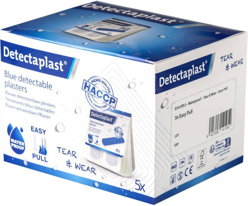 Detectaplast Tear & Wear Waterproof Easy-Pull ft 25 x 72 mm 5 x 40 stuks