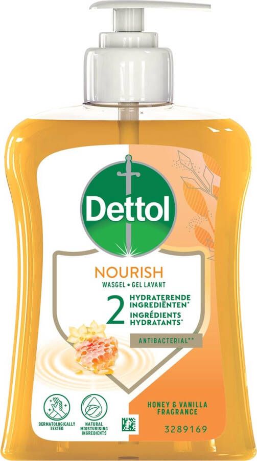 Dettol handzeep Nourish honing en vanille flacon van 250 ml