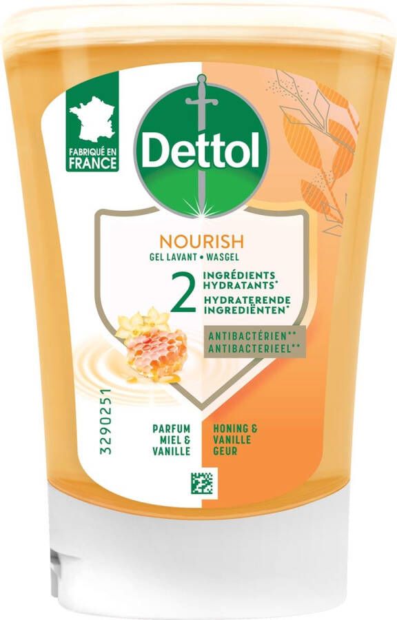 Dettol no touch handzeep Extra care honing en vanille navulling van 250 ml