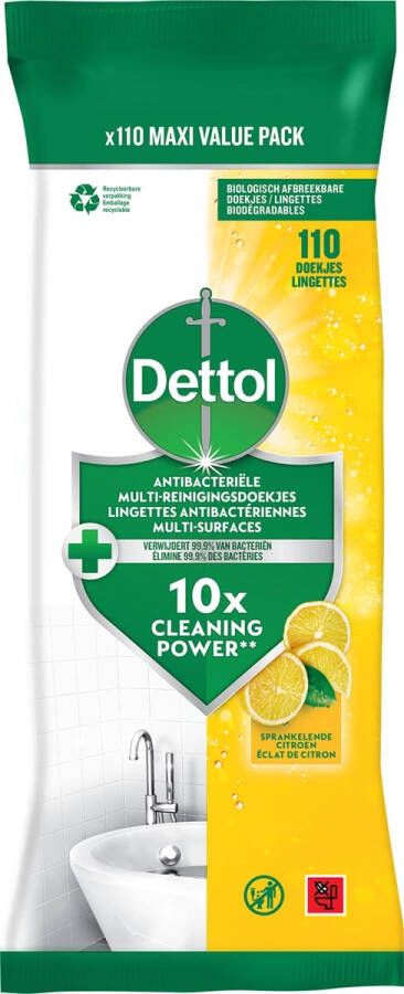 Dettol reiningsdoekjes antibacterieel citroen pak van 110 stuks