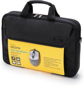 Dicota laptoptas Value Toploading Kit voor laptops tot 15 6 inch inclusief muis zwart