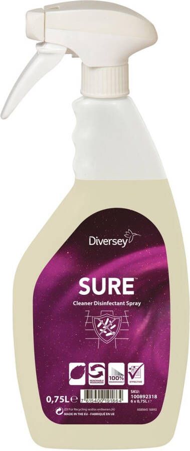Diversey desinfecteermiddel Sure flacon van 750 ml