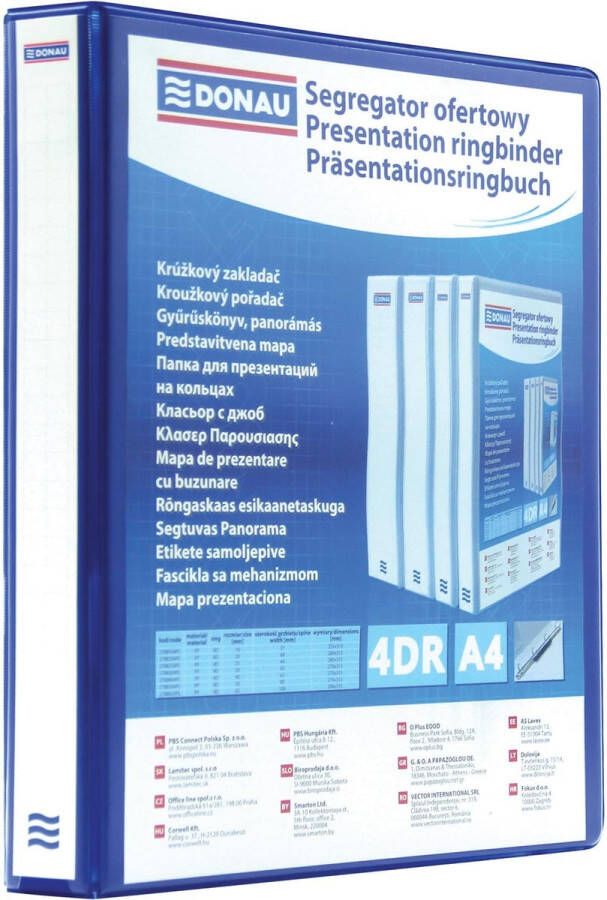 DONAU Home DONAU personaliseerbare ringmap PP ft A4 4 D-ringen van 16 mm blauw