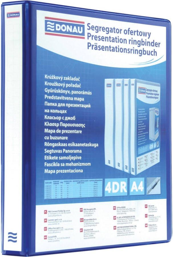 DONAU Home DONAU personaliseerbare ringmap PP ft A4 4 D-ringen van 20 mm blauw