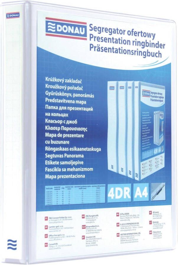 DONAU Home DONAU personaliseerbare ringmap PP ft A4 4 D-ringen van 20 mm wit