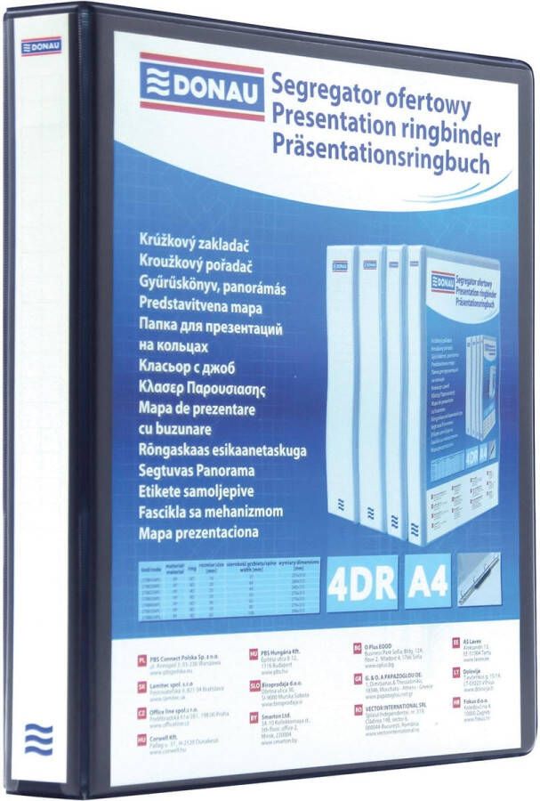 DONAU Home DONAU personaliseerbare ringmap PP ft A4 4 D-ringen van 25 mm zwart
