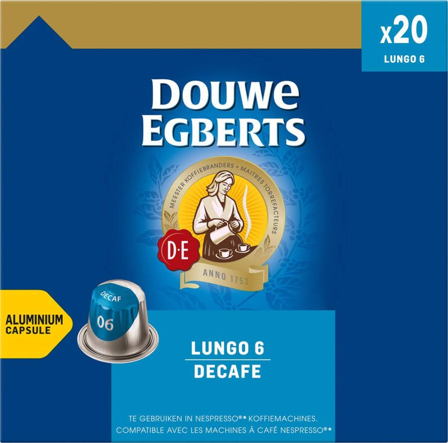 Douwe Egberts Lungo Decaf koffiecapsules pak van 20 stuks