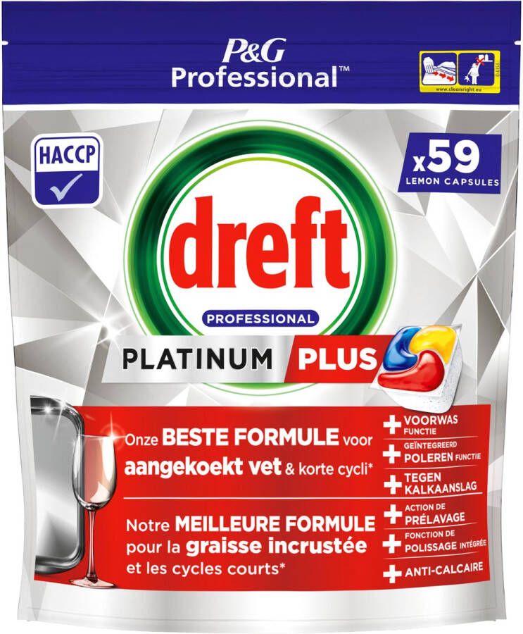 Dreft vaatwasmiddel Platinum Plus Lemon pak van 59 capsules