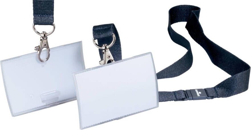 Durable Naambadge CLICK FOLD rPP 54x90 mm met textielkoord 20 Transparant