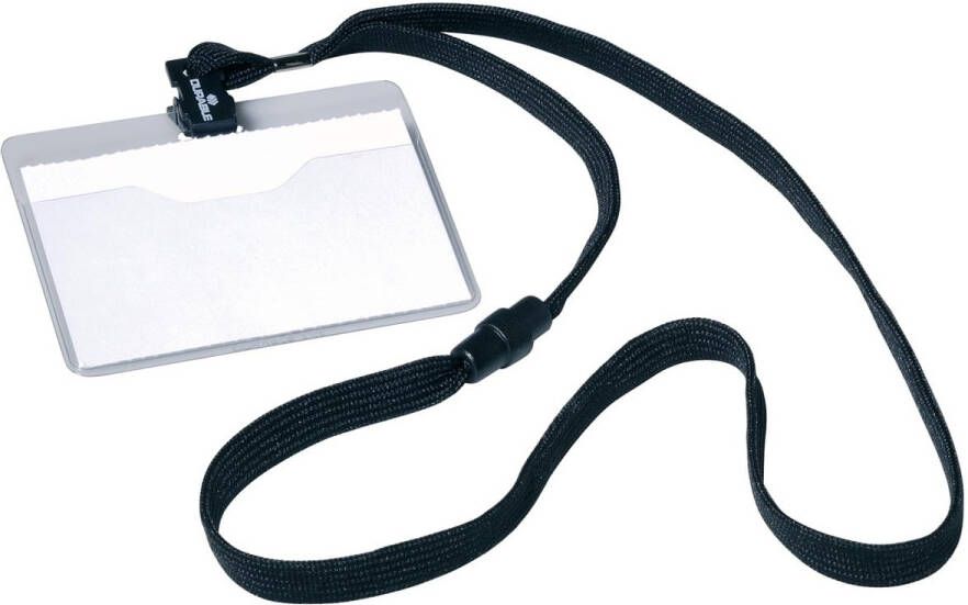 Durable Naambadge 60x90 mm met textielkoord 10 Zwart
