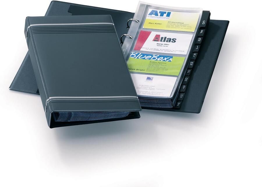 Durable visitekaartenmap Visifix 200 ft 14 5 x 25 5 cm voor 200 kaarten antraciet