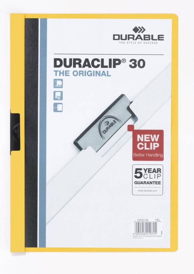 Durable Klemmap Duraclip A4 3mm 30 vellen geel