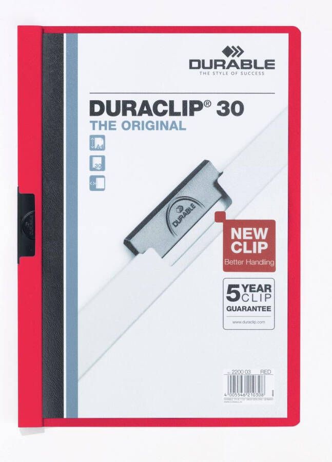 Durable Klemmap Duraclip A4 3mm 30 vellen rood