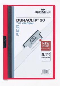 Durable Klemmap Duraclip A4 3mm 30 vellen rood