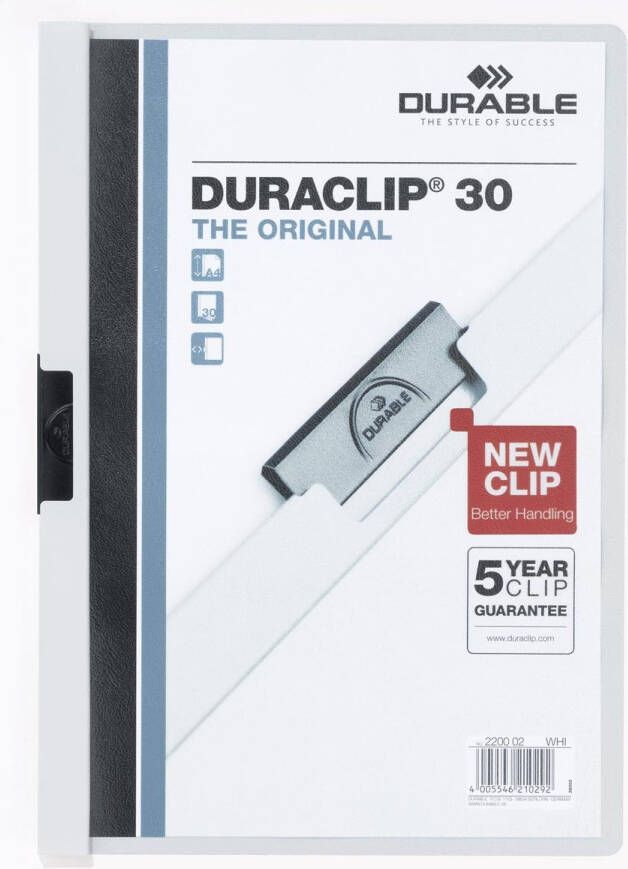 Durable Klemmap Duraclip A4 3mm 30 vellen wit