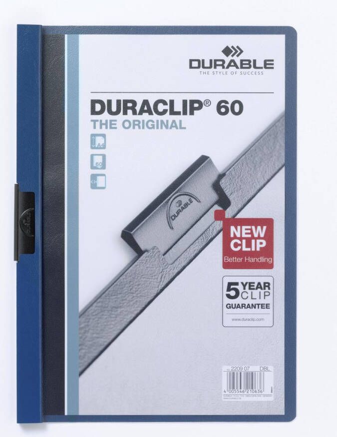 Durable Klemmap Duraclip A4 6mm 60 vellen donkerblauw