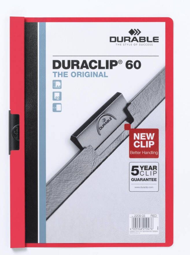 Durable Klemmap Duraclip A4 6mm 60 vellen rood