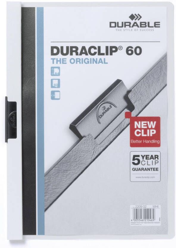Durable Klemmap Duraclip A4 6mm 60 vellen wit